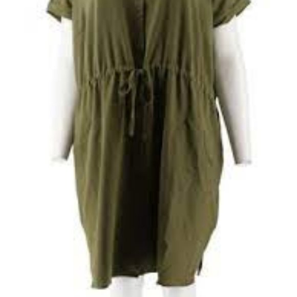 NWT LINEA LOUIS DELL'OLIO DRAWSTRING SHIRT DRESS MEDIUM - Picture 2 of 9